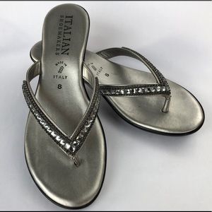 Silver Italian Shoemakers Flip Flops
